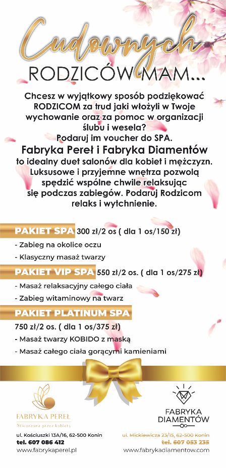 Chcesz w wyjątkowy sposób podziękować Rodzicom za trud jaki włożyli w Twoje wychowanie oraz za pomoc w organizacji ślubu i wesela?